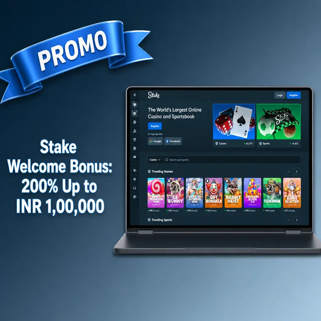 Stake Welcome Bonus: 200% Up to INR 1,00,000
